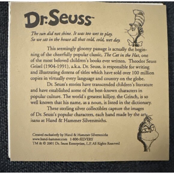 Hand & Hammer 2002 Dr Seuss Grinch Sterling Silver Christmas Ornament Rare! - Picture 7 of 14